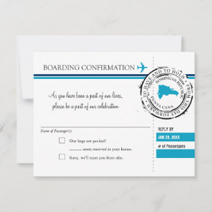 Blue UAWG Boarding Pass auf die Dominikanische Rep RSVP Karte