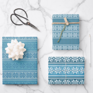 Blue Ugly Christmas Sweater Geschenkpapier Set