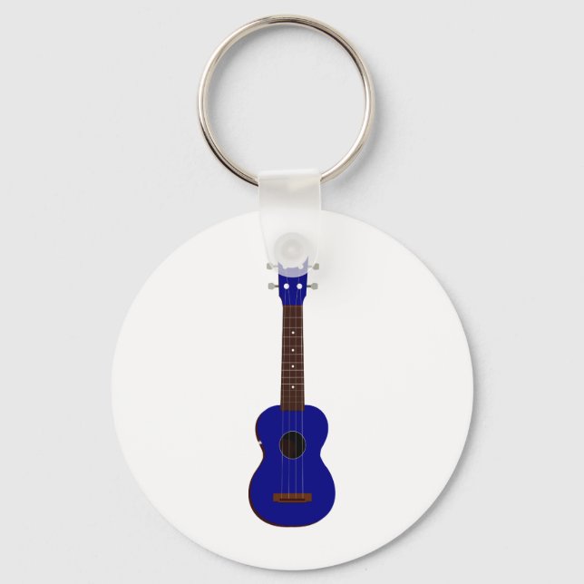Blue Ukulele Design Schlüsselanhänger (Vorderseite)