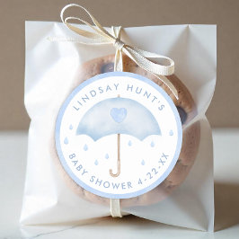 Blue Umbrella Baby Dusche Gefallen Sticker