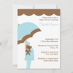 Blue Umbrella Baby Shower Einladungen