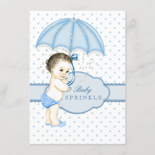 Blue Umbrella Boy Sprinkle Baby Dusche Einladung