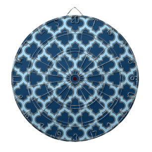 Blue und Baby Blue Trellis, Lattice, Quatrefolie Dartscheibe