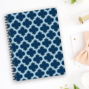 Blue und Baby Blue Trellis, Lattice, Quatrefolie Notizbuch