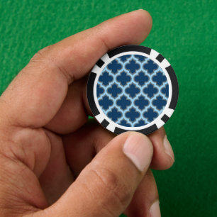 Blue und Baby Blue Trellis, Lattice, Quatrefolie Pokerchips