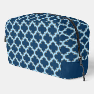 Blue und Baby Blue Trellis, Lattice, Quatrefolie Waschbeutel