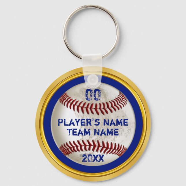 Blue und Gold billige Personalisierte Baseball-Ges Schlüsselanhänger (Vorderseite)