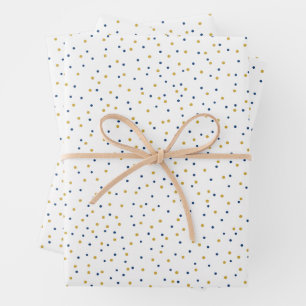 Blue und Gold Dots Geschenkpapier Set