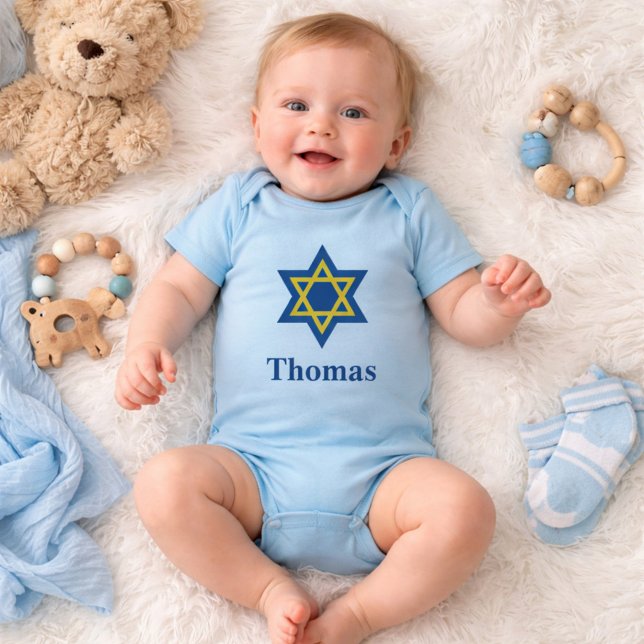Blue und Gold jüdischer Star von David Baby Strampler (Von Creator hochgeladen)