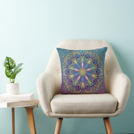 Blue und Gold Mandala Throw Kissen