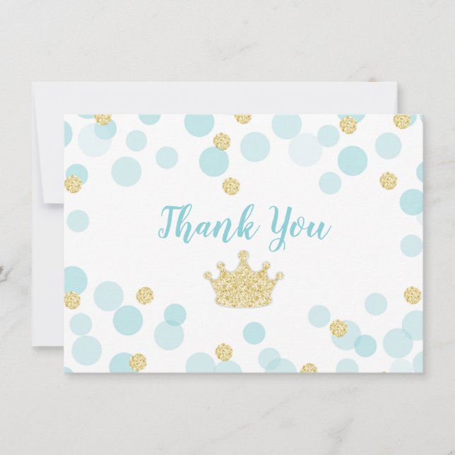 Blue und Gold Prince Confetti Vielen Dank Dankeskarte (Vorderseite)