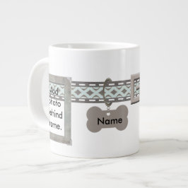 Blue und Graue Hund Tag Collar zwei Fotolahmen Jumbo-Tasse