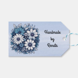 Blue und Gray Bouquet auf Blue Background Geschenkanhänger