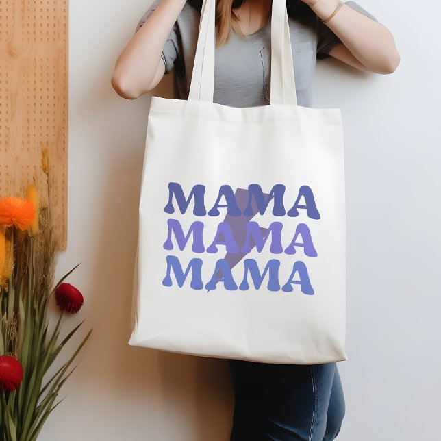 Blue und Lila Mama Mama Mama Quote Tote Bag Tragetasche (Von Creator hochgeladen)