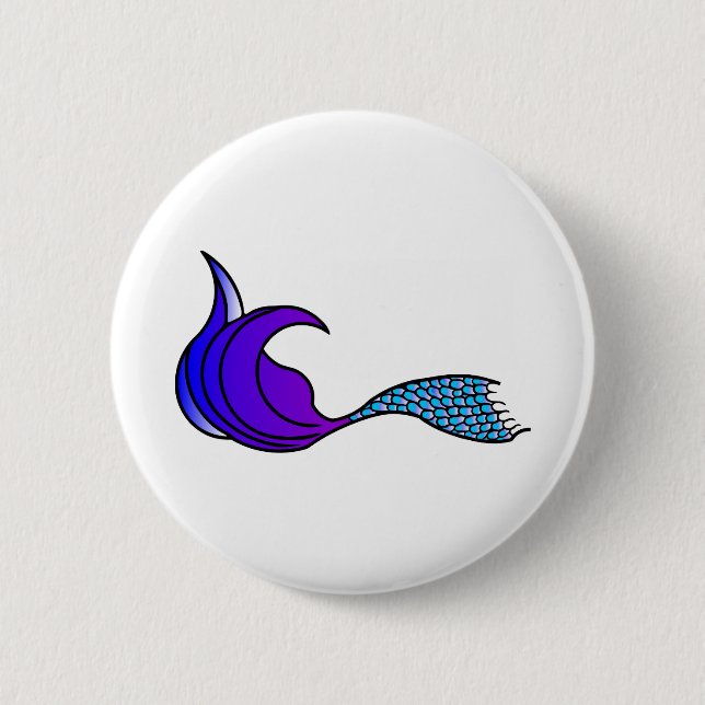 Blue und Lila Mermaid-Schwanz Button (Vorderseite)
