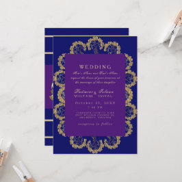 Blue und Lila Regal Indian Style Wedding Einladung
