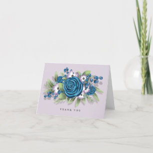 Blue und Lilac Blume mit Blueberries Hochzeit Dankeskarte