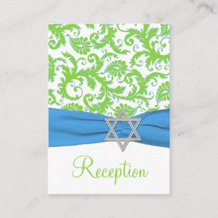 Blue und Limone Damask Bat Mitzvah Enclosure Card Begleitkarte