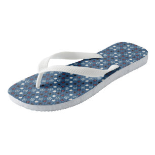 Blue und Magenta Dots Flip Flops
