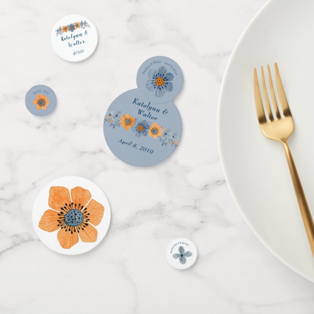 Blue und Orange Blume Hochzeitstisch Confetti Konfetti (Gruppe)