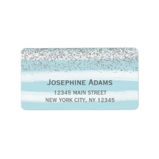 Blue und Silver Address Labels Adressaufkleber
