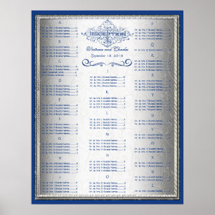 Blue und Silver Wedding Guest Seating Chart Poster