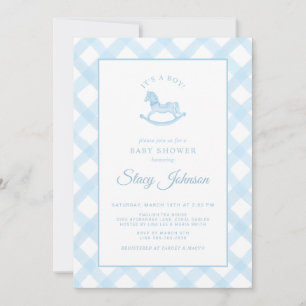 Blue und White Classic Watercolor Babydusche Einladung