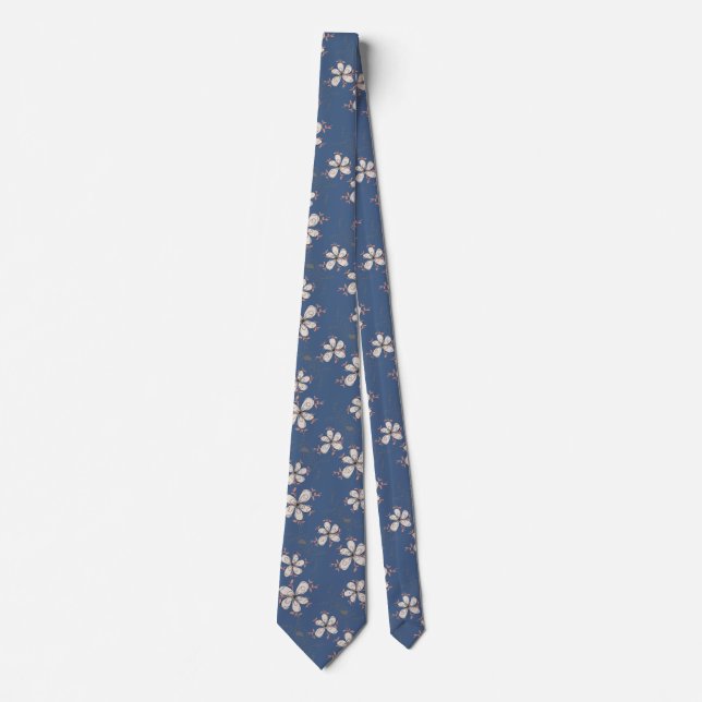 BLUE UND WHITE FLORAL PATTER KRAWATTE (Vorderseite)