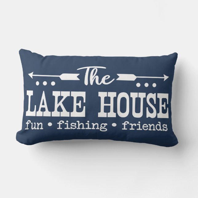 Blue und White Lake House Lendenkissen (Vorderseite)