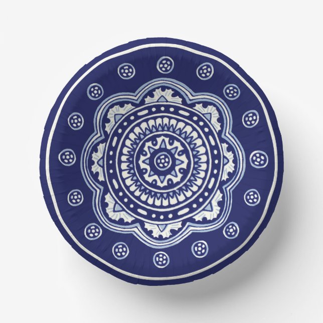 Blue und White Talavera Five Pappteller (Vorderseite)