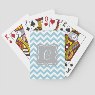 Blue und White Zigzag Monogram Spielkarten
