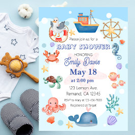 Blue Under Sea Baby Boy Shower Einladung
