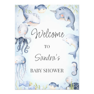 Blue Under Sea Creatures Boys Baby Shower Schild