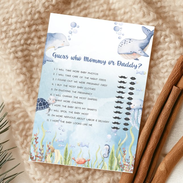 Blue Under the Sea Baby Shower Guess Who Game (Under the Sea Baby Shower Game)