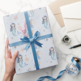Blue Under the Sea Mermaid Birthday Geschenkpapier