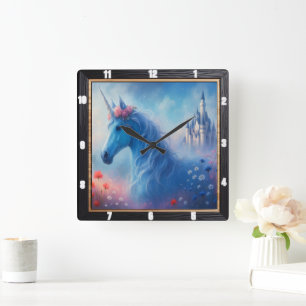 Blue Unicorn Burg Traumstrecke Airolo - Gletsch Quadratische Wanduhr