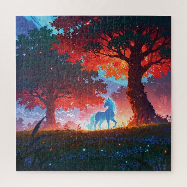 Blue unicorn in the forest (Vertikal)