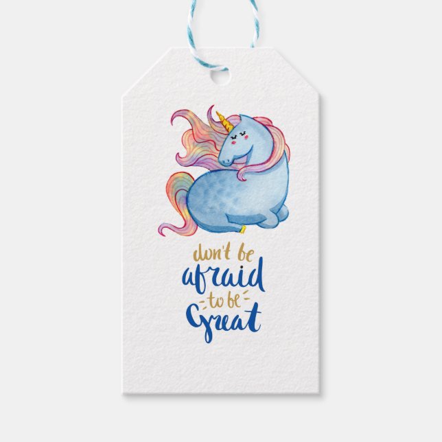 Blue Unicorn Inspiration Zitat Geschenkanhänger (Vorderseite)