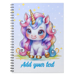 Blue Unicorn Notebook - mit Personalisiertem Namen Notizblock
