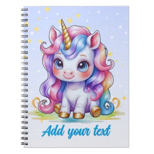 Blue Unicorn Notebook - mit Personalisiertem Namen Notizblock