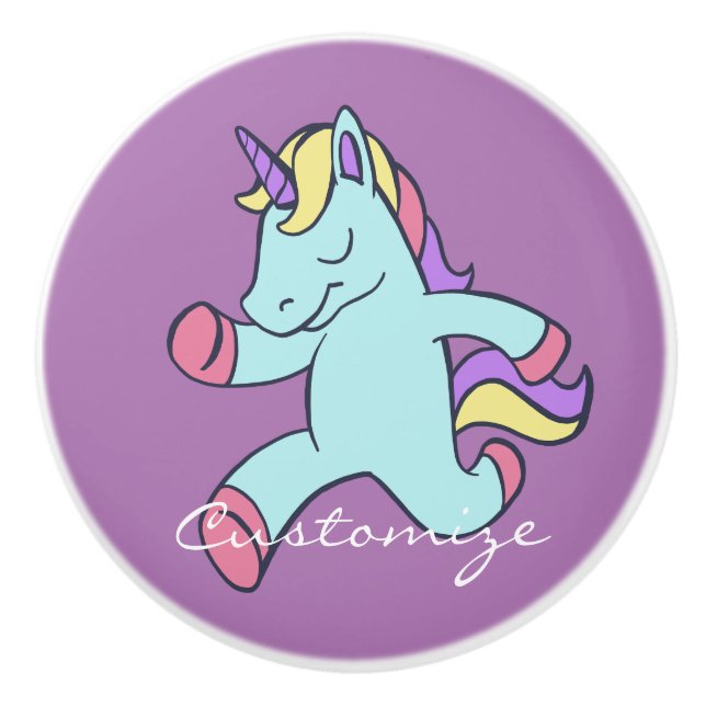 Blue Unicorn Running Thunder_Cove Keramikknauf (Vorderseite)