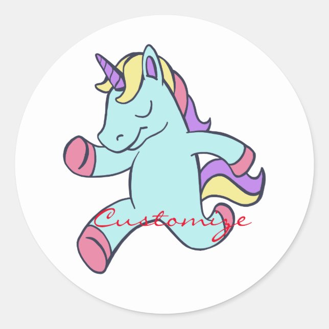 Blue Unicorn Running Thunder_Cove Runder Aufkleber (Vorderseite)