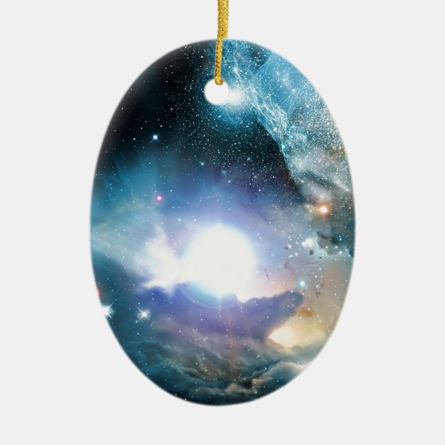 Blue Universe Cosmos Keramik Ornament (Vorne)