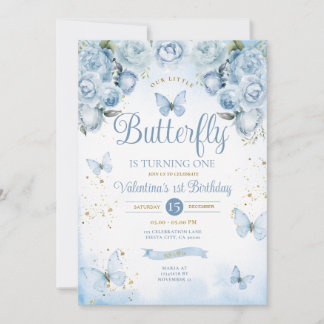 Blue Unser kleiner Schmetterling macht ein Gold Einladung