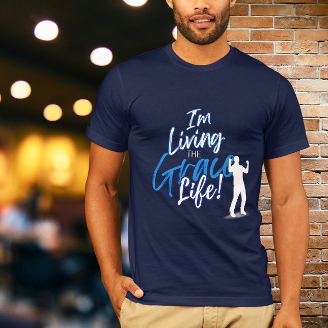 Blue Urban Typografie Ich lebe das Grace Life T-Shirt (Von Creator hochgeladen)