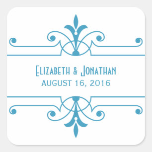 Blue v2 Extravagant Ornamental Wedding Stickers