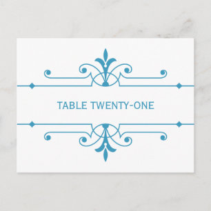 Blue v2 Fancy Ornamo Numéro de table Carte postale