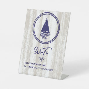 Blue Vacation Nautical Ship Zuhause WIFI Passwort Sockelschild