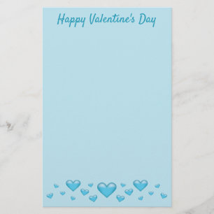 Blue Valentine's Day Hearts & Custom Text Briefpapier