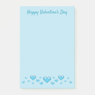 Blue Valentine's Day Hearts & Custom Text Post-it Klebezettel
